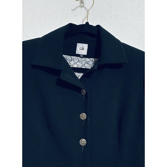 Cabi Womens 4 Abbott Cropped Jacket Ponte Knit Metal Buttons Black 3027 - Picture 4 of 10